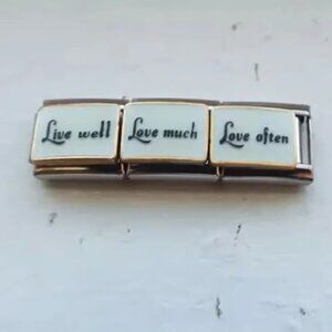 Live well Love much Love often enamel 9mm stainless steel Italian charm link new